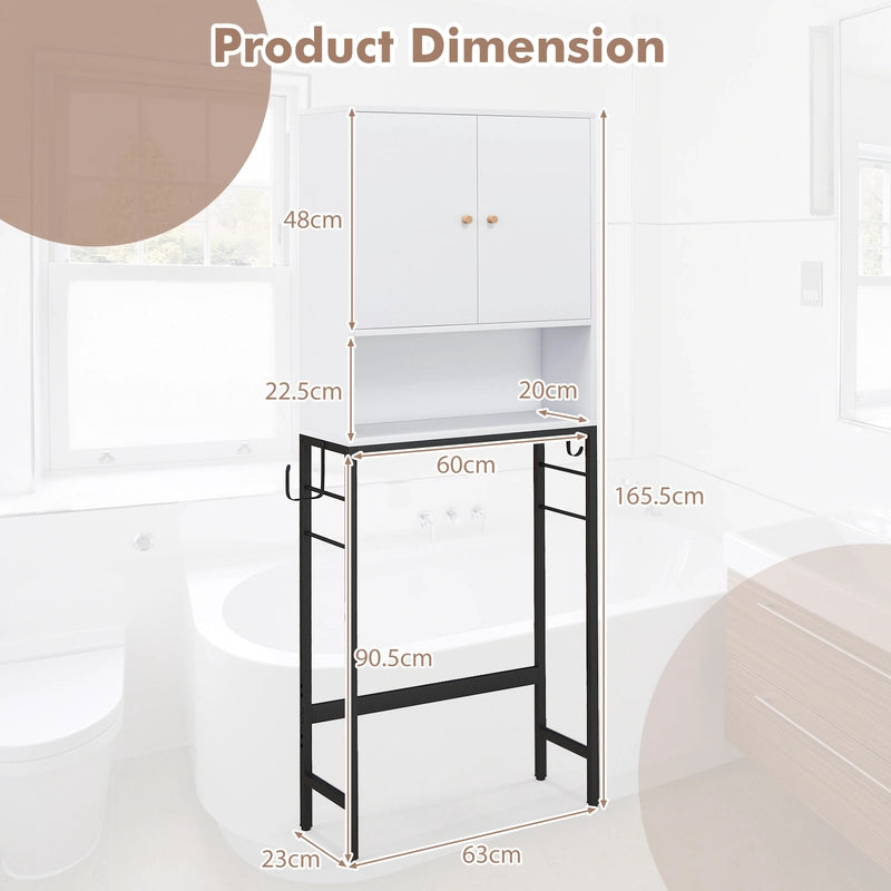Over The Toilet Storage Cabinet with 2 Doors and Adjustable Shelf-White