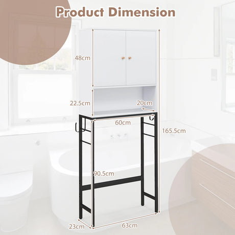 Over The Toilet Storage Cabinet with 2 Doors and Adjustable Shelf-White