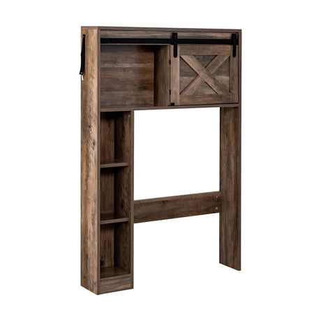 Over The Toilet Storage Cabinet with Sliding Barn Door & Shelves