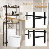 Over The Toilet Storage Rack with Hooks and Adjustable Bottom Bar-Rustic Brown