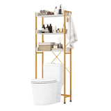Over The Toilet Storage Rack with Hooks and Adjustable Bottom Bar-White