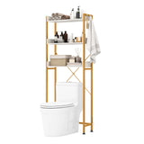 Over The Toilet Storage Rack with Hooks and Adjustable Bottom Bar-White