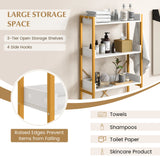 Over The Toilet Storage Rack with Hooks and Adjustable Bottom Bar-White