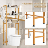 Over The Toilet Storage Rack with Hooks and Adjustable Bottom Bar-White