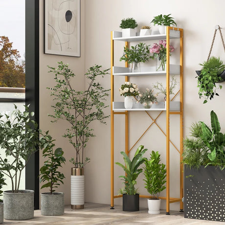 Over The Toilet Storage Rack with Hooks and Adjustable Bottom Bar-White
