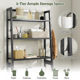 3-Tier Over The Toilet Storage Shelf with Adjustable Bottom Bar-Black