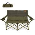Oversized 2 Person Folding Camping Chair with Adjustable Armrests and Cup Holders-Green