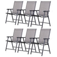 Outsunny Set of 6 Folding Garden Chairs, Metal Frame Garden Chairs Outdoor Patio Park Dining Seat with Breathable Mesh Seat, Grey