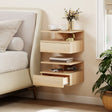 HOMCOM Set of Two Floating Bedside Tables - Oak