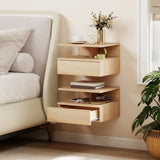 HOMCOM Set of Two Floating Bedside Tables - Oak