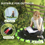 AIYAPLAY 100cm Diameter Kid Nest Swing Seat with Height Adjustable Ropes for Outdoor, Indoor, Black/Green