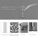 Outsunny 3 x 3(m) Cantilever Roma Parasol, Square Garden Umbrella with Cross Base, Crank Handle, Tilt, 360 Rotation and Aluminium Frame, Grey