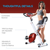 HOMCOM Folding Exercise Bike, Fitness Bicycle Indoor Trainer, 8-Level Magnetic Resistance Adjustable, with LCD Monitor, Pulse Sensor, Red