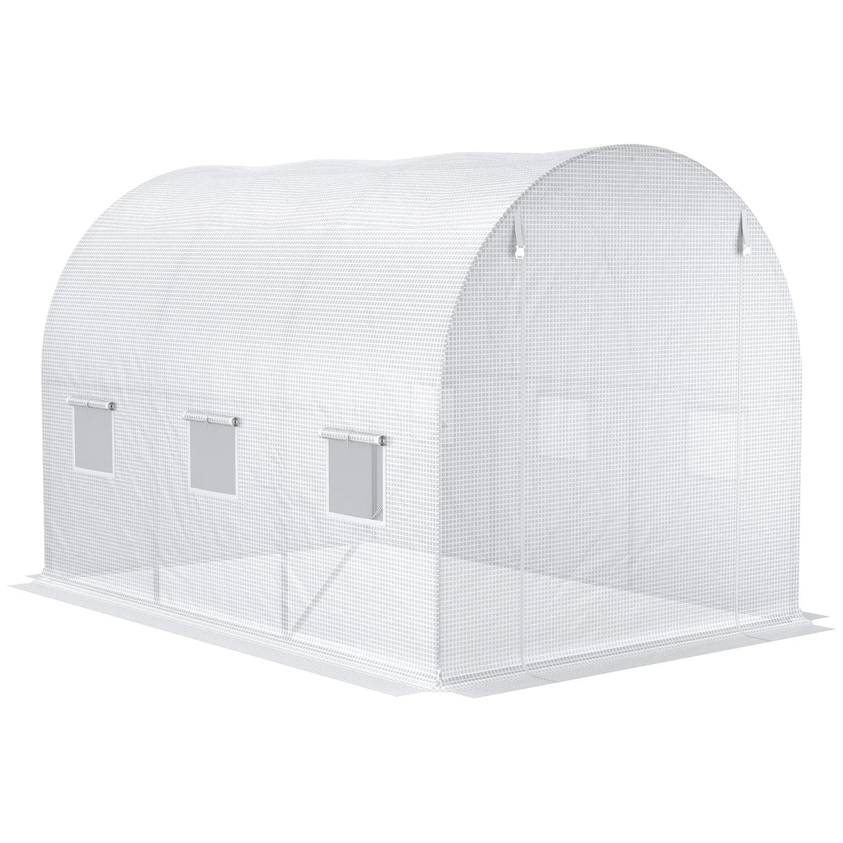 Outsunny 3 x 2 x 2m Polytunnel Greenhouse Replacement Cover ONLY Winter Garden Plant PE Cover for Tunnel Walk-in Greenhouse with Roll-up Windows Door Outdoor, White