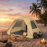 Outsunny Pop Up Tent 3000mm Waterproof Camping Tents with Mesh Windows 2-3 People Khaki