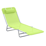 Outsunny Single Folding Sun Lounger - Green