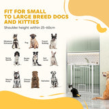 PawHut 96cm Tall Dog Gate with Cat Door, 7cm and 14cm Extensions, for Stairs, Doorways, 76-104cm Width