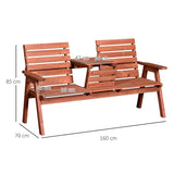 Outsunny Fir Wood Convertible 2 to 3 Seater Outdoor Garden Bench Wood Tone