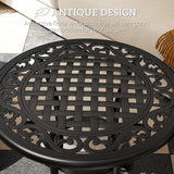 Outsunny Outdoor Garden Table, Cast Aluminium Patio End Table with Anti-slip Foot Pads for Garden, Patio, Balcony, 60 x 52.5cm, Black