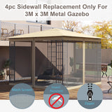 Outsunny 302 x 207cm Universal Replacement Mesh Sidewall Netting for Gazebos and Canopy Tents, (Sidewall Only) Beige