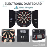 HOMCOM  Electronic Dartboard Set 26 Games and 185 Variations with 6 Darts and Cabinet to Stroage Multi-Game Option Ready-to-Play