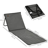 Outsunny Set of 2 Foldable Garden Beach Chair Mat, Outdoor Sun Lounger Seats with Adjustable Back, Magazine Pocket, Carry Bag