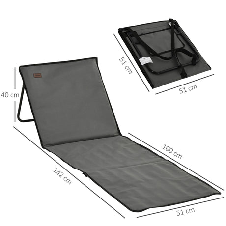 Outsunny Set of 2 Foldable Garden Beach Chair Mat, Outdoor Sun Lounger Seats with Adjustable Back, Magazine Pocket, Carry Bag