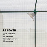 Outsunny Mini Greenhouse, Garden Tomato Growhouse with Roll-Up Door and 2 Mesh Windows, PE Cover, 200 x 75 x 188 cm, White