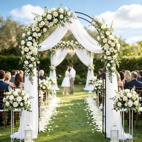 Outsunny Garden Arch, 2.4 m High x 1.5 m Wide Metal Garden Trellis for Climbing Plants, Outdoor Wedding Arch for Bridal, Black