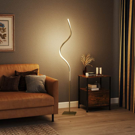 HOMCOM LED Floor Lamp with 3 Adjustable Brightness, Modern Standing Lamp with Foot Switch for Bedroom, Living Room, Gold Tone