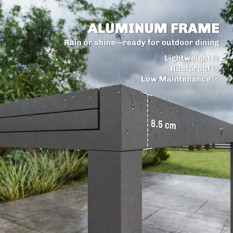 Outsunny Extending Garden Table for 6-10, Aluminium Outdoor Dining Table with Tempered Glass Top, Grey