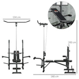 HOMCOM Adjustable Weight Bench with Pulley System, Incline Bench Press Set with Squat Rack, Leg Developer, Butterfly and Weight Storage, for Home Gym Full Body Workout