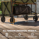 Outsunny Double Decker Folding Festival Trolley on Wheels, 200KG & 350L Capacity Collapsible Wagon Festival Trolley Cart with 134cm Extended for Camping Sports Shopping Garden and Beach, Grey