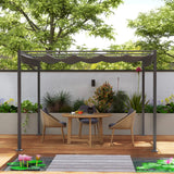 Outsunny 3 x 3m Retractable Roof Metal Pergola - Grey