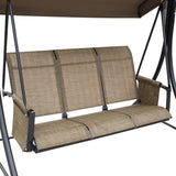 Outsunny 3 Seater Garden Swing Seat Outdoor Swing Chair with High Back Design, Steel Frame, Side Pouches, Adjustable Canopy, Brown