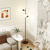 HOMCOM 3-Light Tree Floor Lamps for Living Room, Modern Standing Lamp for Bedroom with Globe Lampshade, Steel Base, Bulb not Included, Black
