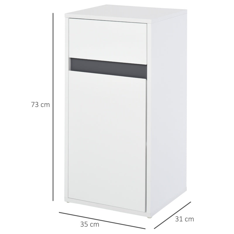 HOMCOM MDF Tri-Compartment Bathroom Storage Cabinet White