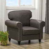 HOMCOM Mid-Century Armchair, with Pocket Springs - Dark Brown