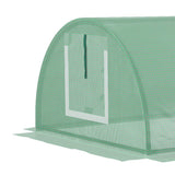 Outsunny Mini Greenhouse, Portable Tunnel Green House, Green Grow House Steel Frame with 5 Mesh Windows, 3 M, Green