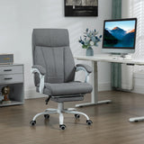 Vinsetto Office Chair, Ergonomic Desk Chair, Fabric Work Study Chair with 155 Reclining Back and Footrest, Adjustable Height and Swivel Wheels, Grey