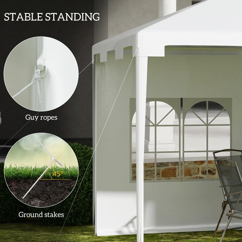 Outsunny 3 x 4 m Garden Gazebo Shelter Marquee Party Tent with 2 Sidewalls for Patio Yard Outdoor - White