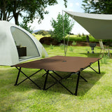 Outsunny Double Camping Cot Bed, with Bag - Khaki