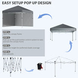 Outsunny 3 x 3 (M) Pop Up Gazebo, UPF 30+ with 2 Sidewalls, Leg Weight Bags and Wheeled Bag, Height Adjustable Party Tent Event Shelter for Garden, Patio, Dark Grey