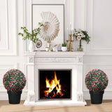 HOMCOM Set of Two Artificial Boxwood Balls Plants - Pink