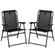 Outsunny 2 Pcs Patio Folding Chair Set, Outdoor Portable Loungers for Camping Pool Beach Deck, Lawn w/ Armrest Steel Frame Black