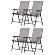 Outsunny Set of 4 Folding Garden Chairs, Metal Frame Garden Chairs Outdoor Patio Park Dining Seat with Breathable Mesh Seat, Grey