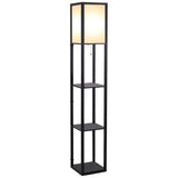 HOMCOM 3-Tier Floor Lamp, Floor Light with Storage Shelf, Reading Standing Lamp for Living Room, Bedroom, Kitchen, Dining Room, Office, Dorm, 160cm, Black