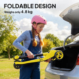 AIYAPLAY Three-Wheel Foldable Electric Scooter for Kids Aged 6-10 Years, Yellow
