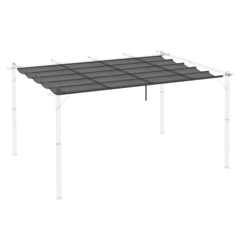 Outsunny Retractable Pergola Shade Cover, Replacement Canopy for 4 x 3 (m) Pergola, Retractable Roof, Dark Grey