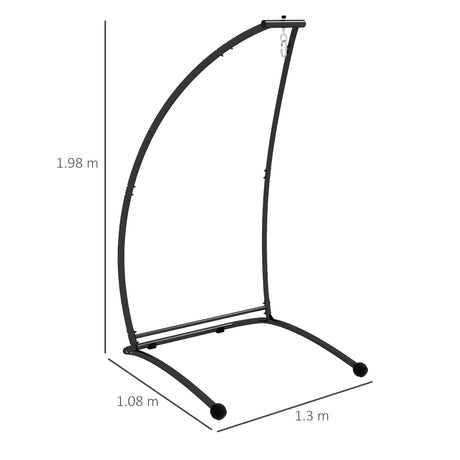 Outsunny Hammock Chair Stand, C Shape Hanging Heavy Duty Metal Frame Hammock Stand for Hanging Hammock Air Porch Swing Chair, Indoor & Outdoor Use, Black